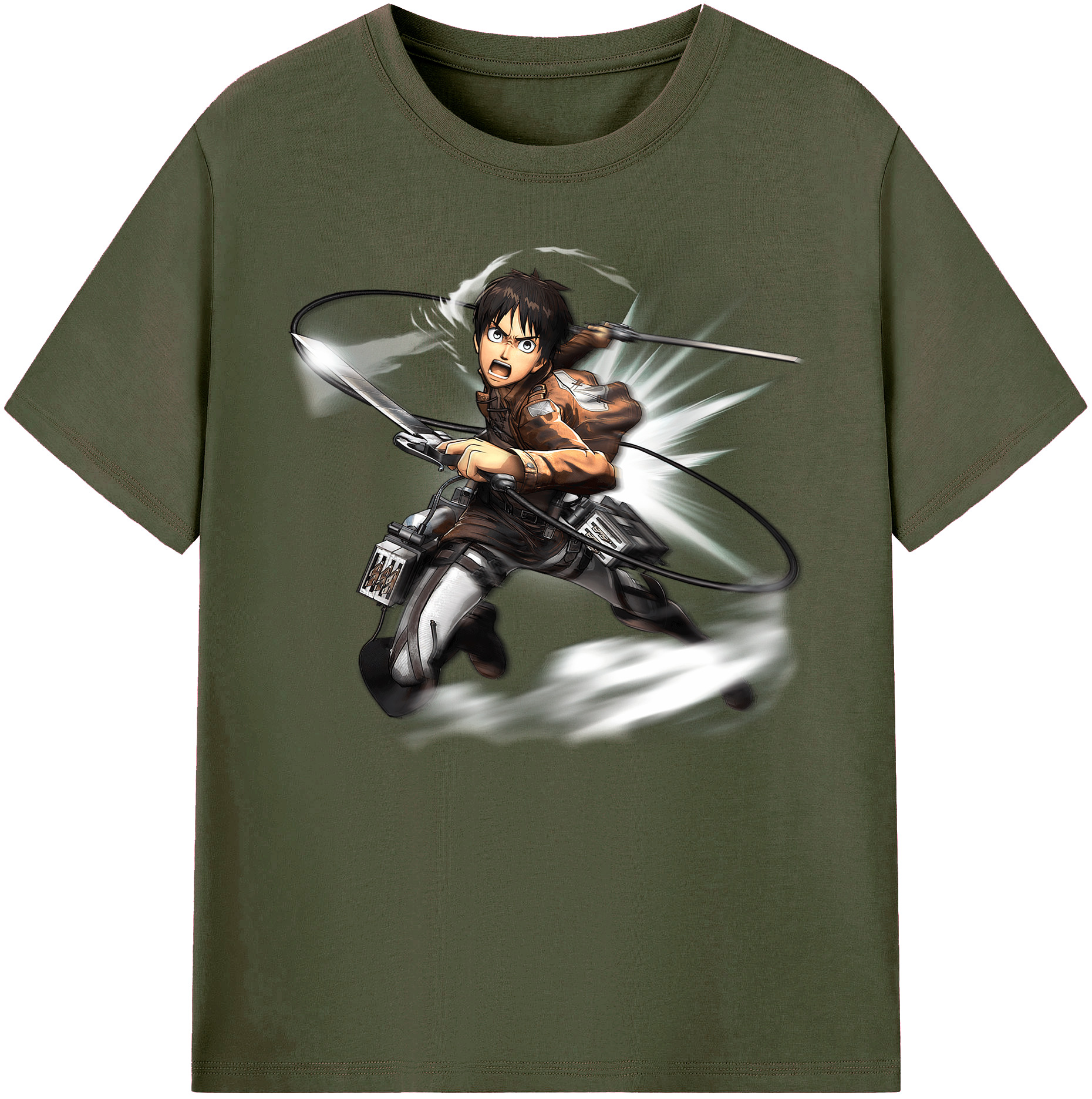 （画像用） 進撃の巨人 エレン･イェーガー Attack on Titan Eren Jäger 綿100％ メンズ半袖Tシャツ｜肌触りやわらか＆通気性